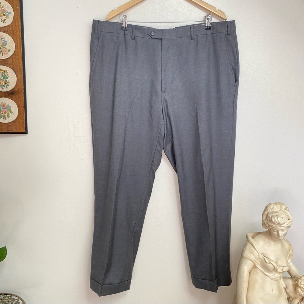 Santorelli Luxury Serge Romeo Pleated Cuffed Trousers Made In Italy